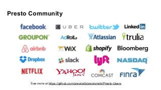 Presto Community
See more at https://github.com/prestodb/presto/wiki/Presto-Users
 