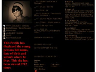 This Profile has displayed the young persons full name, date of birth and suburb where he lives. This site has been viewed 3712 times . 