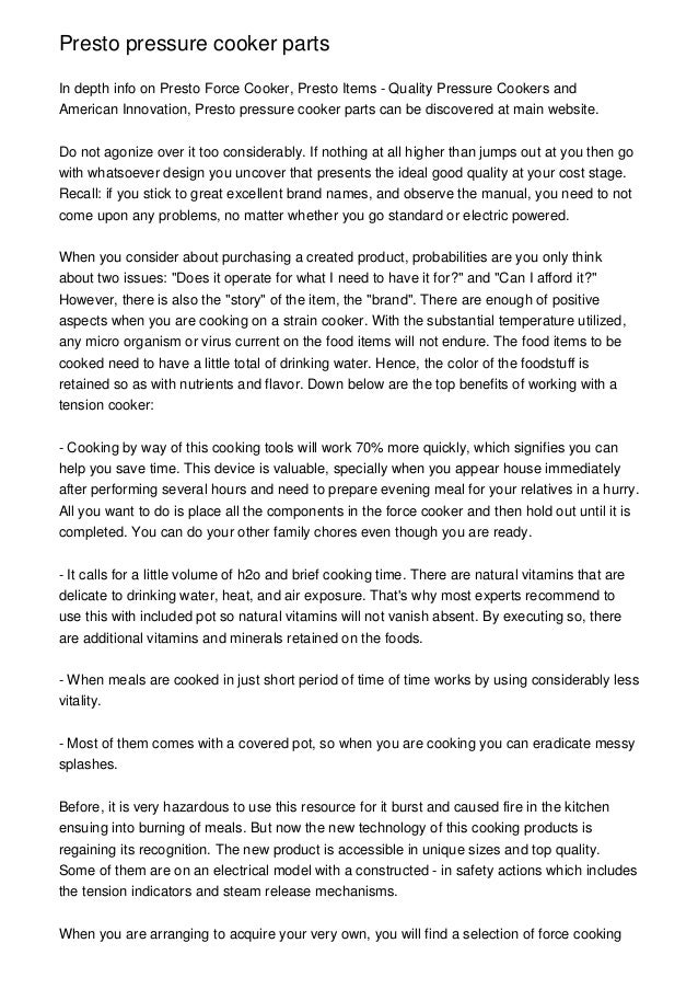 Presto pressure cooker parts