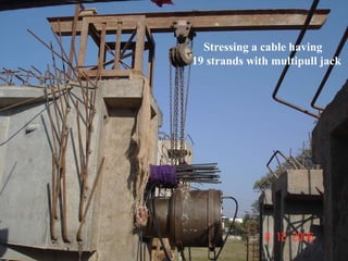 Stressing a cable having
19 strands with multipull jack
 