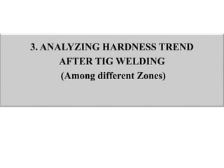 3. ANALYZING HARDNESS TREND
AFTER TIG WELDING
(Among different Zones)
 