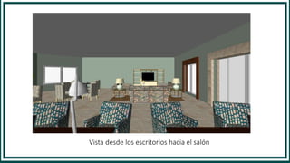 Vista desde los escritorios hacia el salón
 