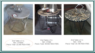 End Table x 2 U.
Ref.: CT505S
Precio Total: 22.040 RDS+ITBIS
End Table x 2 U.
Ref.: CT562
Precio Total: 28.400 RDS+ITBIS
End Table x 2 U.
Ref.: 1578
Precio Total: 20.184 RDS+ITBIS
 