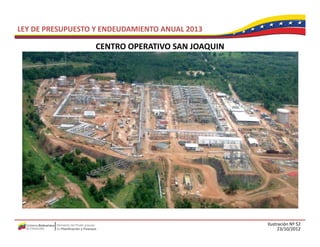 LEY DE PRESUPUESTO Y ENDEUDAMIENTO ANUAL 2013

                   CENTRO OPERATIVO SAN JOAQUIN
                   CENTRO OPERATIVO SAN JOAQUIN




                                                  Ilustración Nº 52
                                                        23/10/2012
 