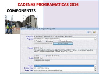 CADENAS PROGRAMATICAS 2016
COMPONENTES
 