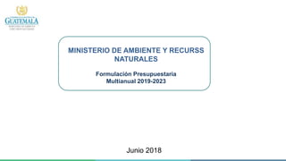 MINISTERIO DE AMBIENTE Y RECURSS
NATURALES
Formulación Presupuestaria
Multianual 2019-2023
Junio 2018
 
