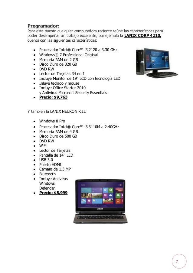 Presupuesto de computadoras