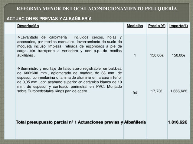 Presupuesto de carpinteria de madera Presupuesto de carpinteria de madera