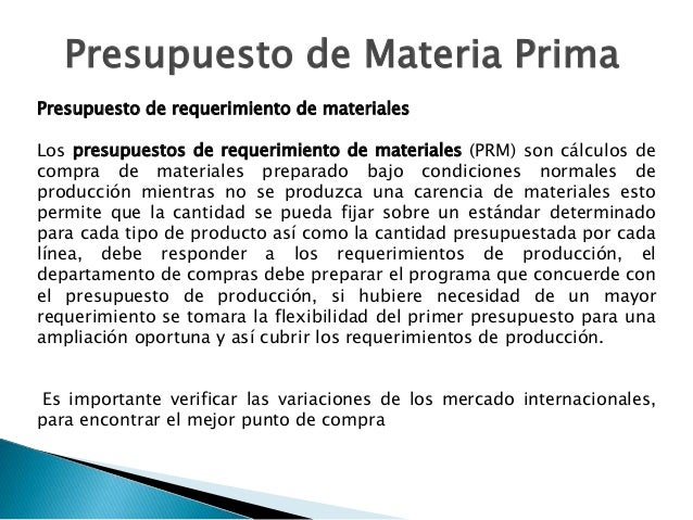 Como Hacer Un Presupuesto De Materia Prima Compartir