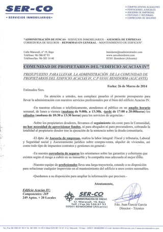 Presupuesto para c.p. ed. acacias iv