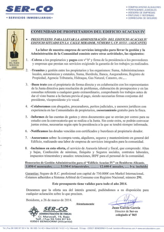 Presupuesto para c.p. ed. acacias iv