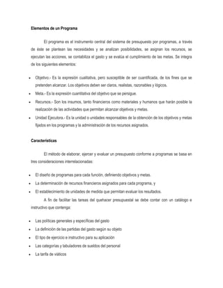 Presupuesto por programa