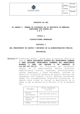 1º
Comisión
Revisado
2º
Comisión
Revisado
3º
Comisión
Revisado
PROYECTO DE LEY
EL SENADO Y CÁMARA DE DIPUTADOS DE LA PROVI...
