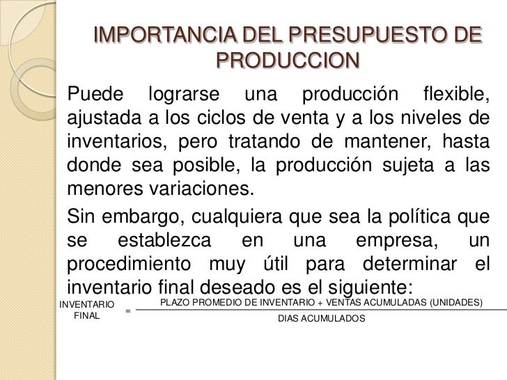 Presupuesto relacionados con la produccion