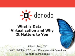 What is Data Virtualization and Why It Matters to You Alberto Pan,  CTO Justo Hidalgo,  VP Product Management & Consulting Denodo Technologies 