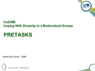 CoDiME Coping With Diversity in a Multicultural Europe PRETASKS KaHo Sint-Lieven – 2008 