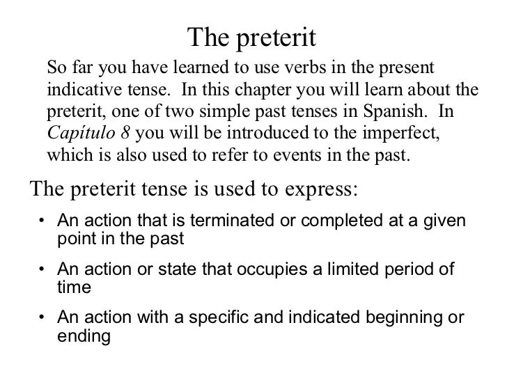 Preterit Of Regular Verbs
