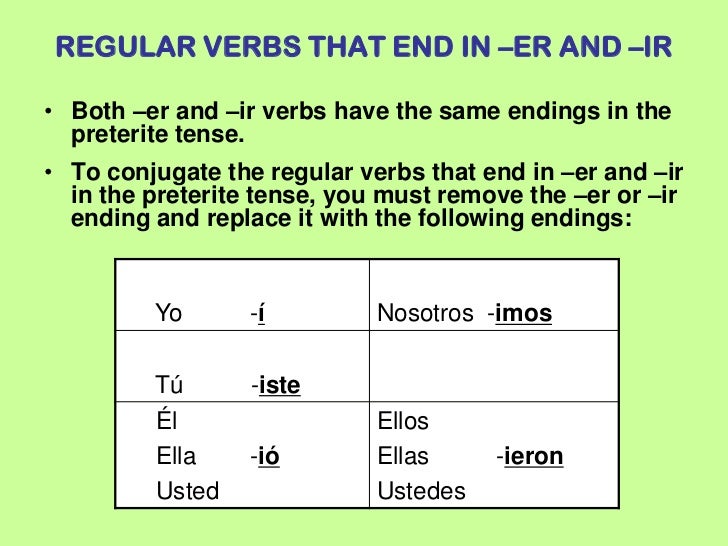 ar er and ir preterite endings ar er and ir preterite endings