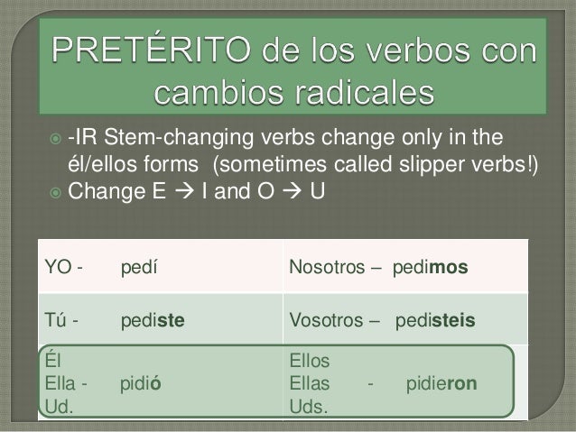 Preterite tense reflexives and stem changers