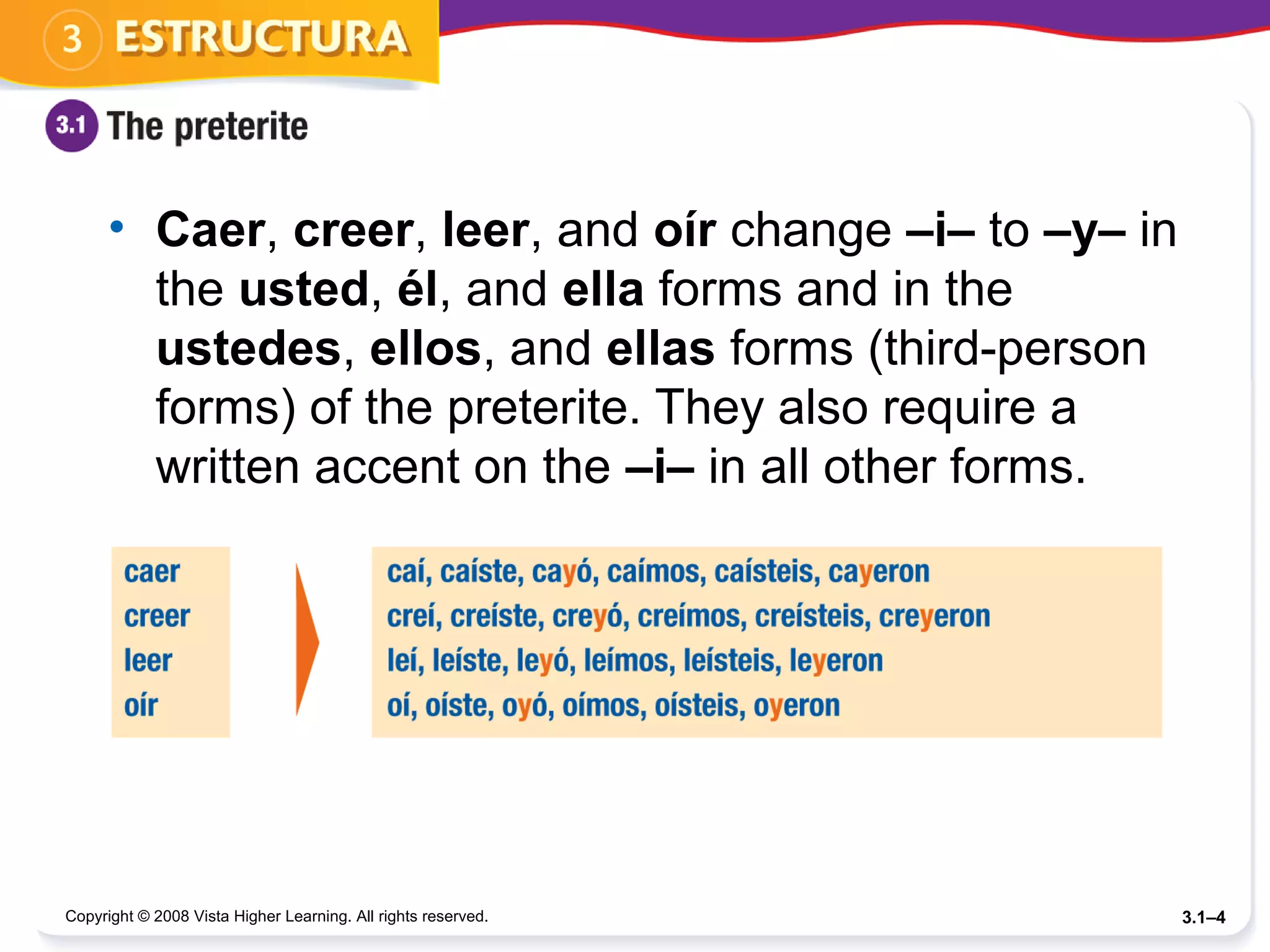 Preterite Verb Summary PPT