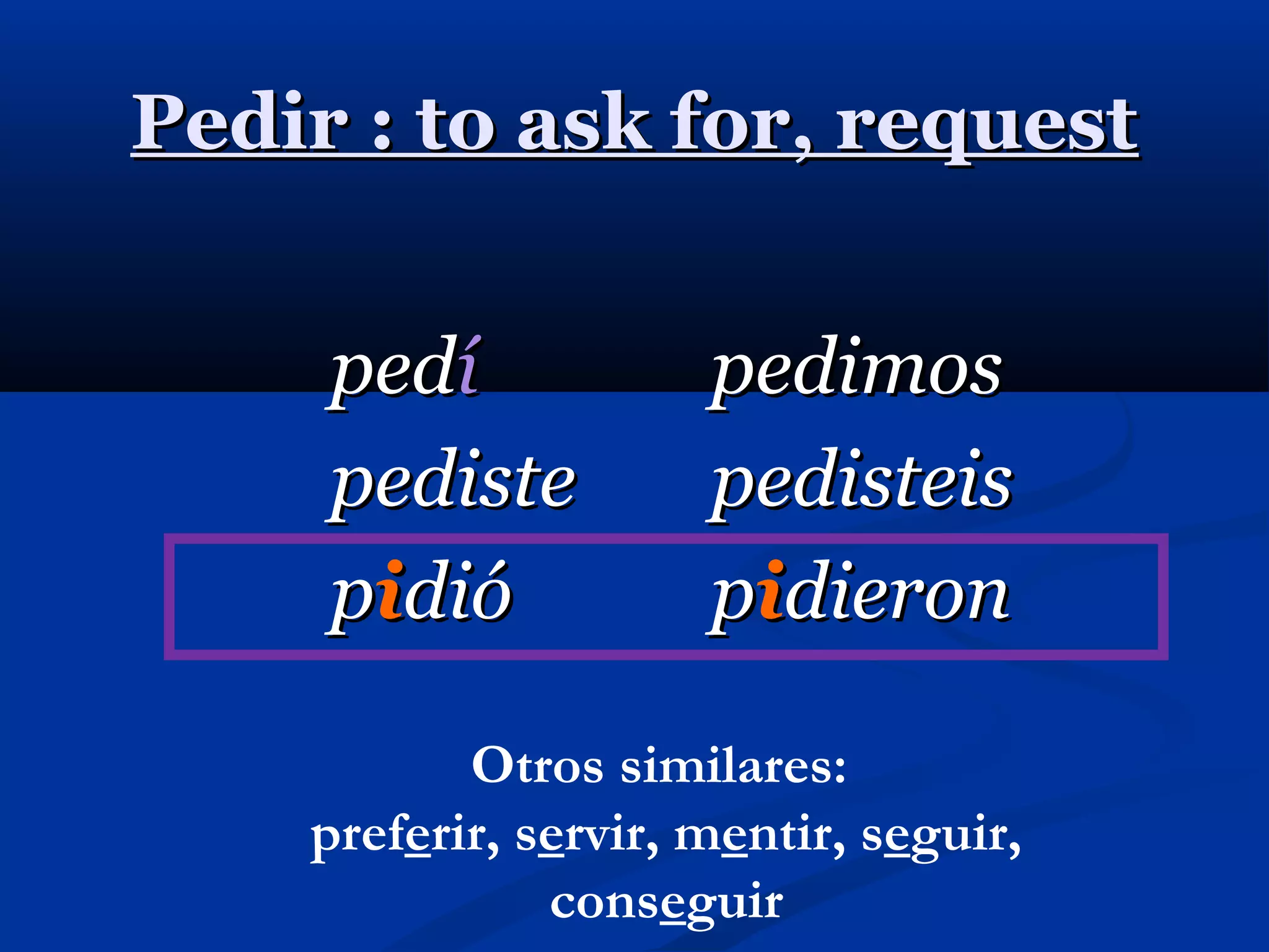 Preterite y verbs and flip flop verbs PPT