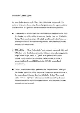 Pre Terminated Fiber Optic Cable Assemblies USA 