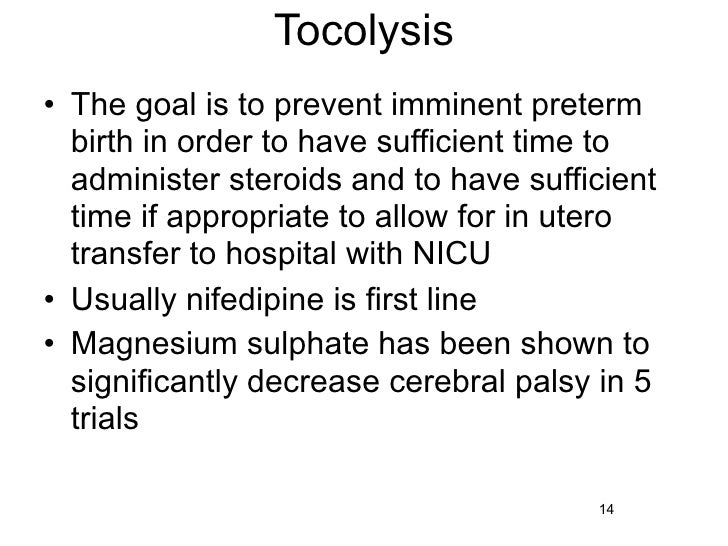Procardia Dosage For Preterm Labor