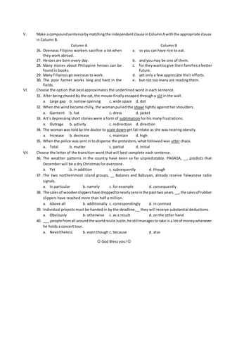 Pretest in english 7 DOCX