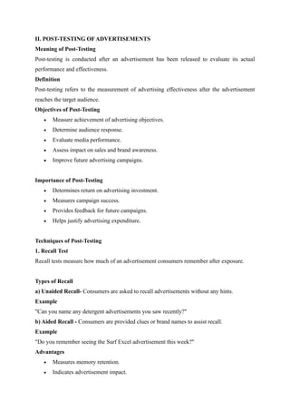 Techniques for Pre-Testing and Post-Testing Advertising Effectiveness | PDF