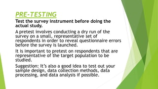 Getting started: Pretest - Test survey