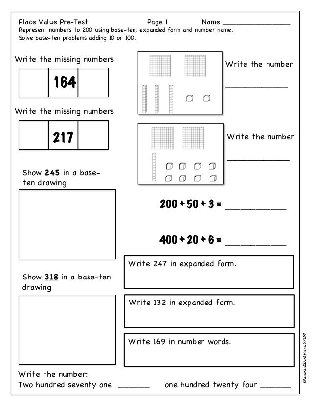 Pretest place value unit 2