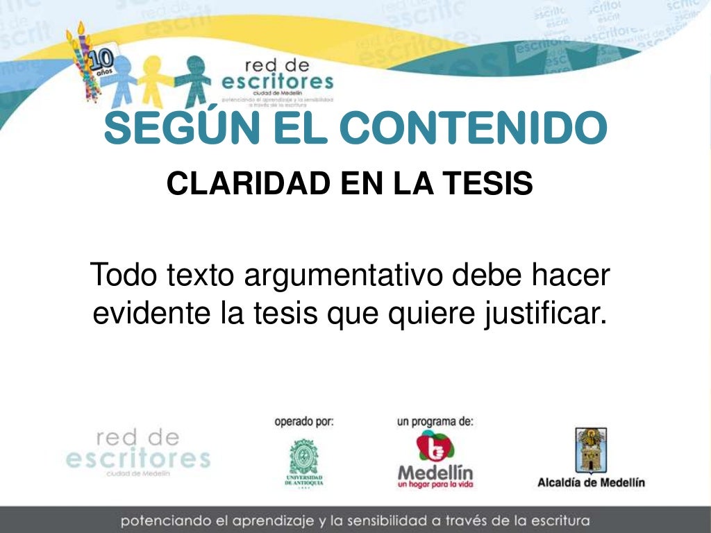 Pretextos. criterios para revisar un texto argumentativo.