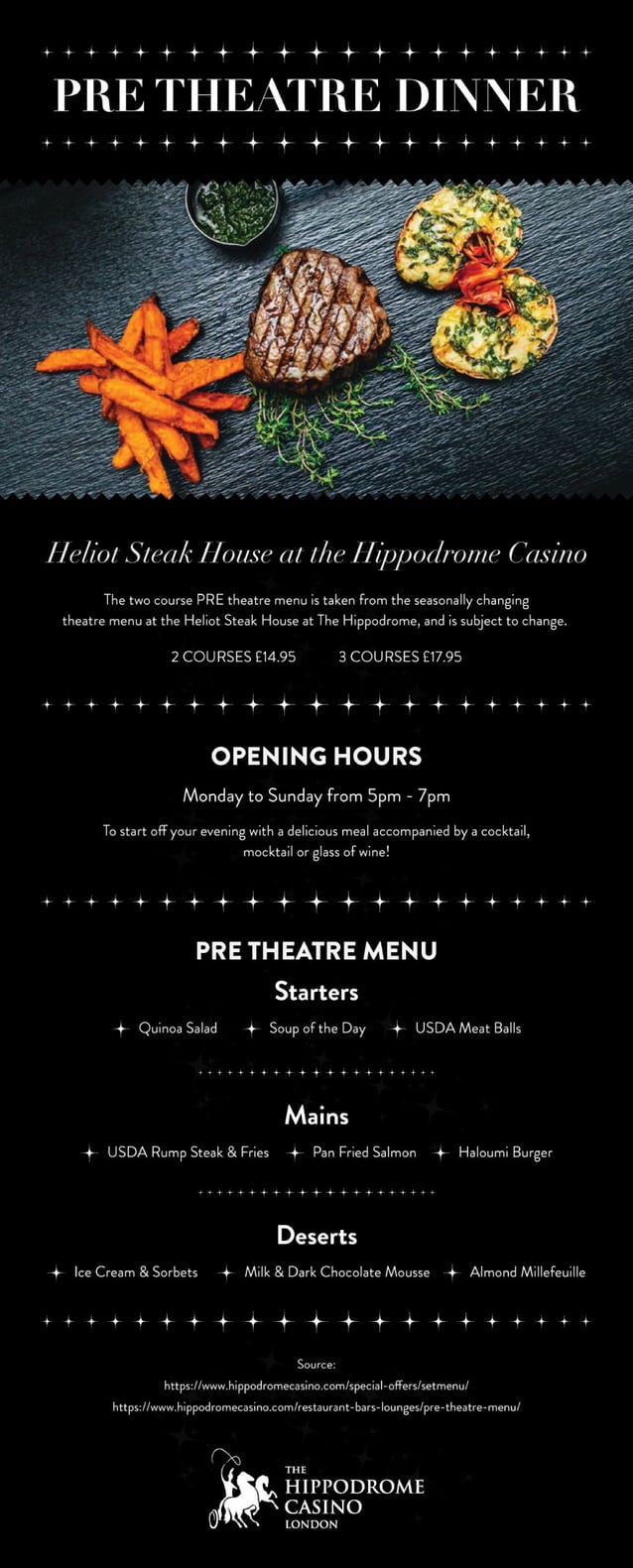 Pre theatre menu PDF