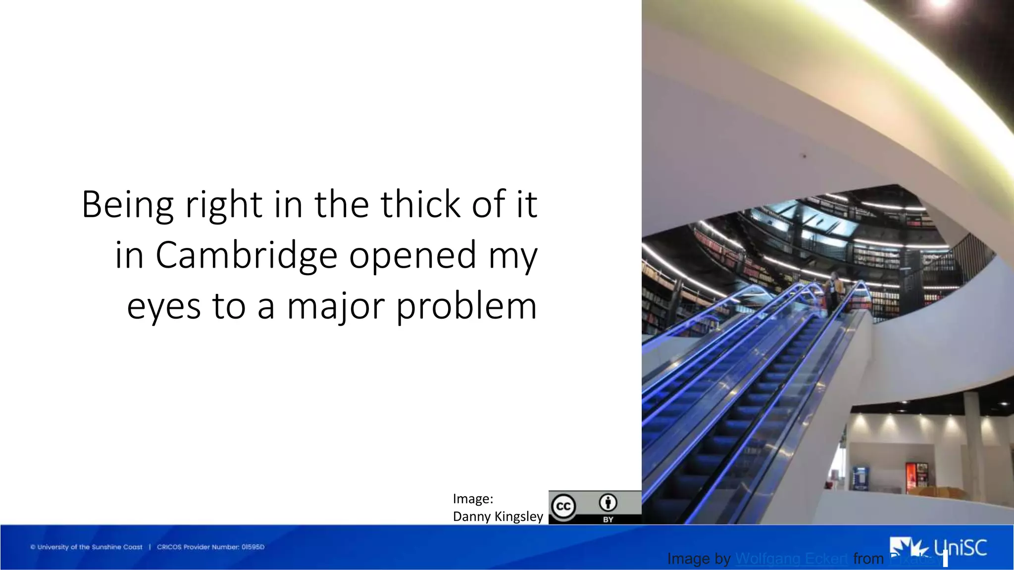Being right in the thick of it
in Cambridge opened my
eyes to a major problem
Image by Wolfgang Eckert from Pixabay
Image:
Danny Kingsley
 