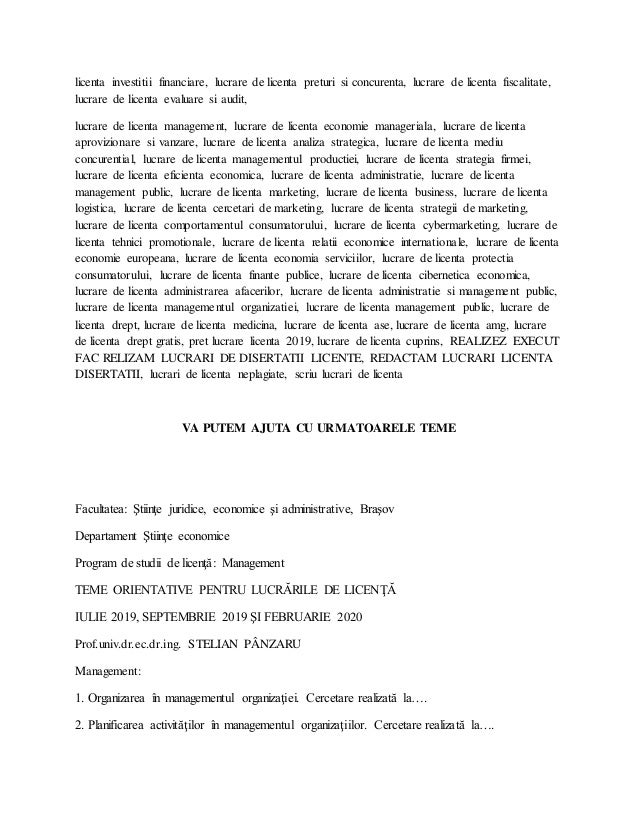Pret Lucrare De Licenta