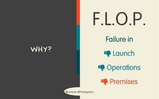 @Lionzan @PretotypeCo
WHY?
F.L.O.P.
Failure in
 Launch
 Operations
 Premises
 