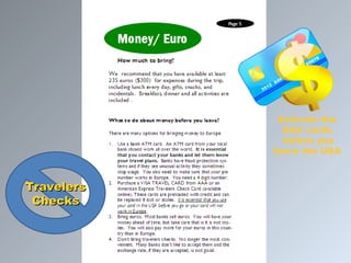 Travelers Checks Activate the AAA cards before you leave the USA 