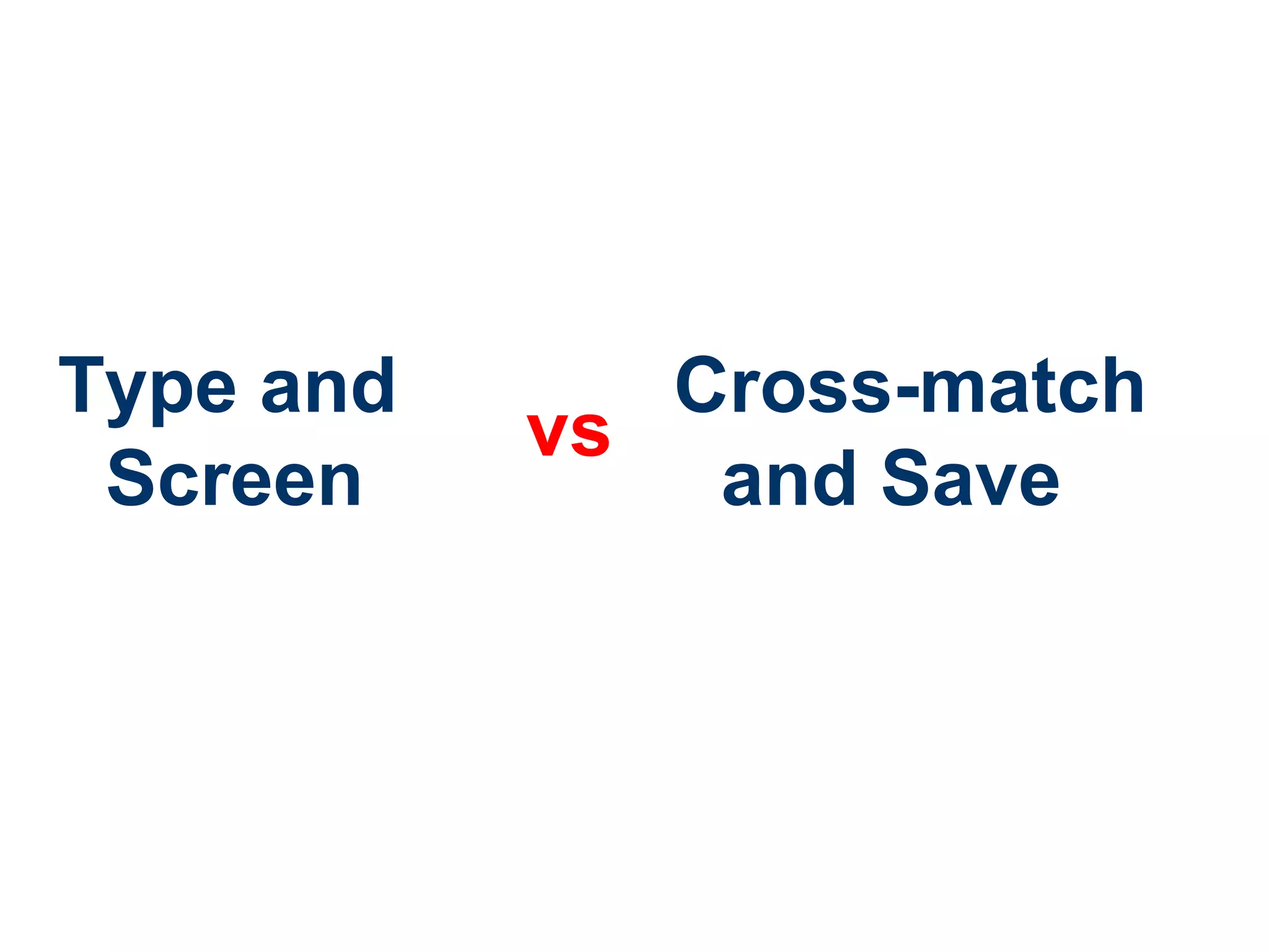 Type and
Screen
Cross-match
and Save
vs
 