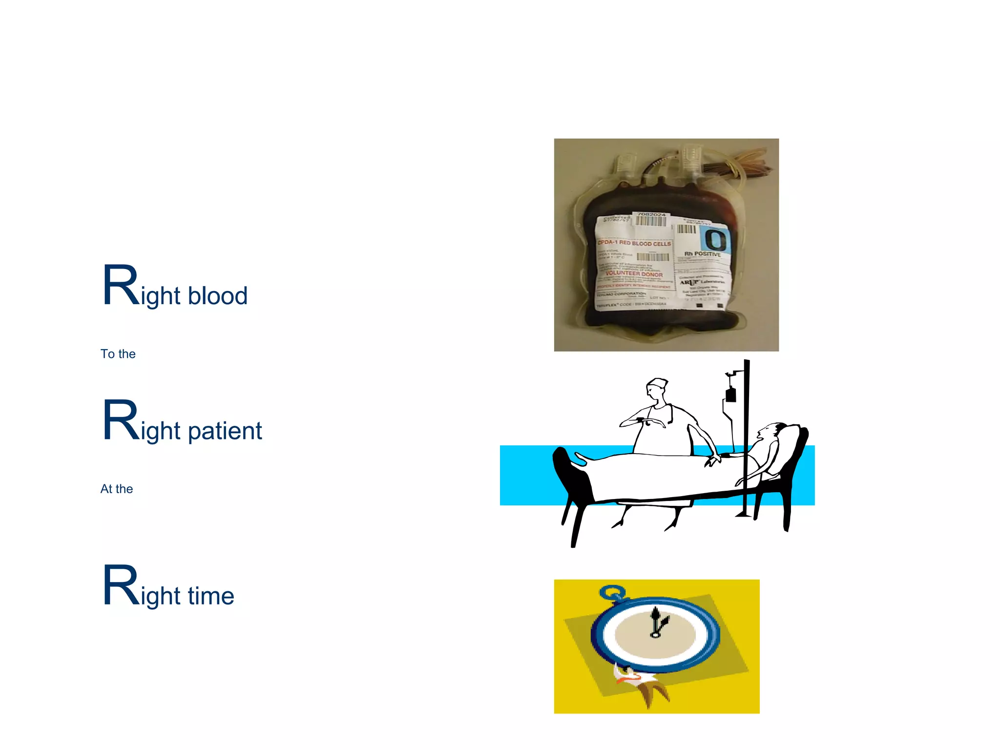 Right blood
To the
Right patient
At the
Right time
 