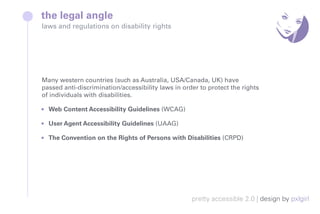 laws and regulations on disability rights
the legal angle
Many western countries (such as Australia, USA/Canada, UK) have
...