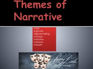 Lies
Secrets
Blackmailing
Gossip
Mystery
Drama
Death
 