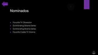 Nominados


Favorite TV Obsession



Outstanding Drama Series



Outstanding Drama Series



Favorite Cable TV Drama

 