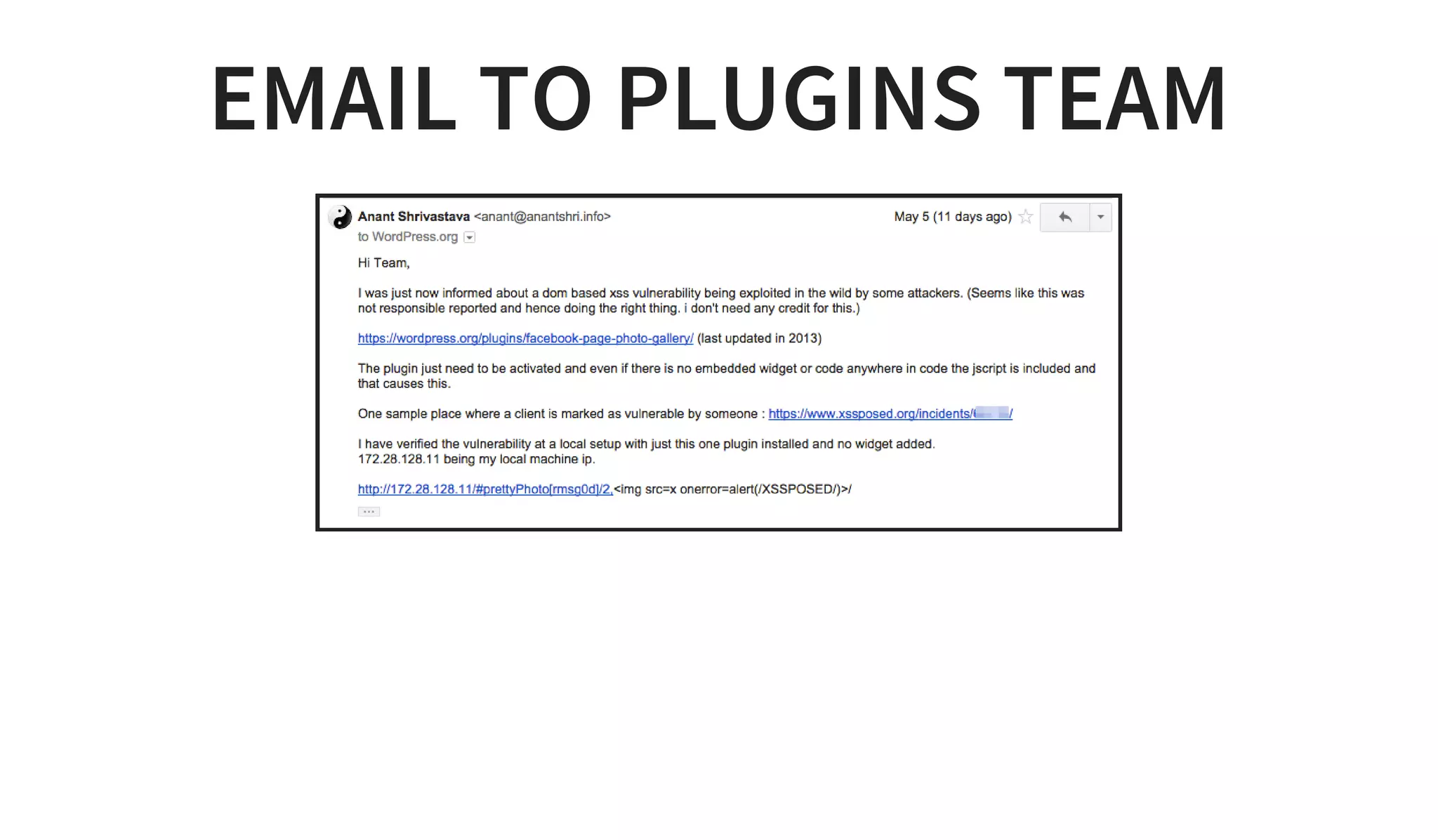 EMAIL TO PLUGINS TEAM
 