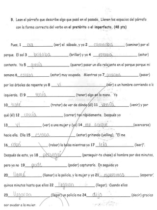 Preterite vs Imperfect Exam