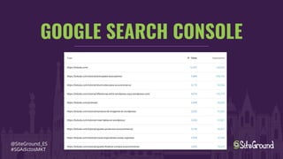 GOOGLE SEARCH CONSOLE
@SiteGround_ES
#SGAdictosMKT