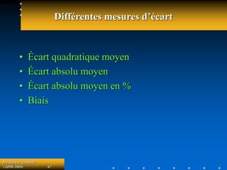 Prévision et demande
(ADM-1069) 67
Différentes mesures d’écart
• Écart quadratique moyen
• Écart absolu moyen
• Écart absolu moyen en %
• Biais
 