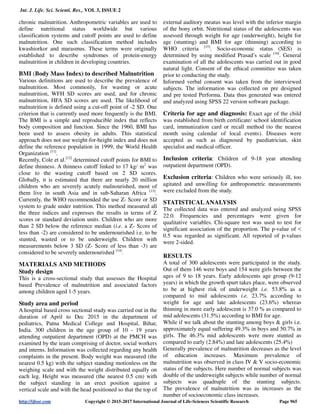 Hospital Based Prevalence of Malnutrition in Pediatrics | PDF