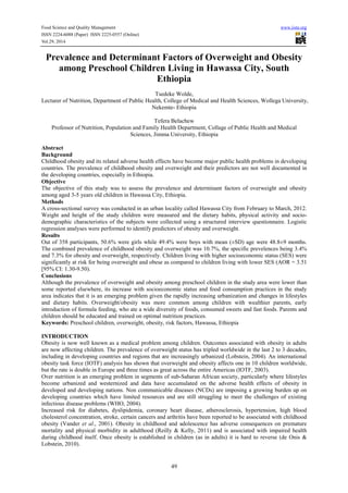 Prevalence and determinant factors of overweight and obesity among ...