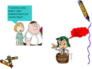 Y nosotros como padres ¿Qué podemos hacer por nuestro hijos? Yo se yo se!! Vean la siguiente información. 