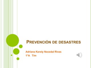 PREVENCIÓN DE DESASTRES
Adriana Karely Nocedal Rivas
1°A T/m
 